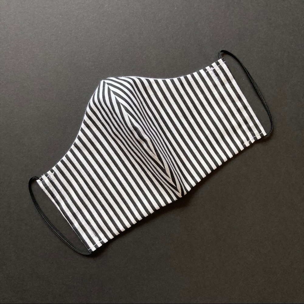 Black & White Stripes Fabric Face Mask